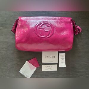 Soft Patent Soho Cosmetic Case Bright Bougainvillea